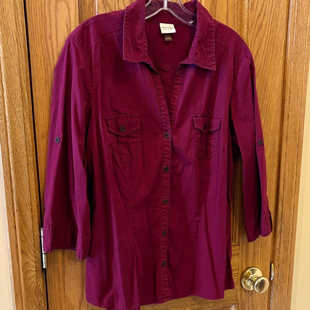 Sonoma Deep Red Casual Shirt - Picture 4 of 8